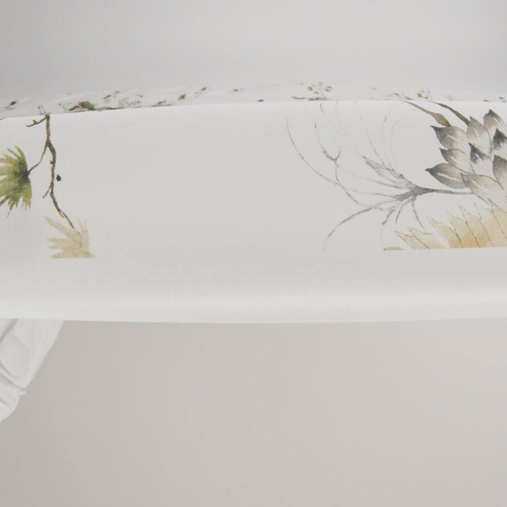 Cotton Voile - White and Green Birds and Flowers - La Grande Tournee Print - Mood Exclusive Jacques Collection