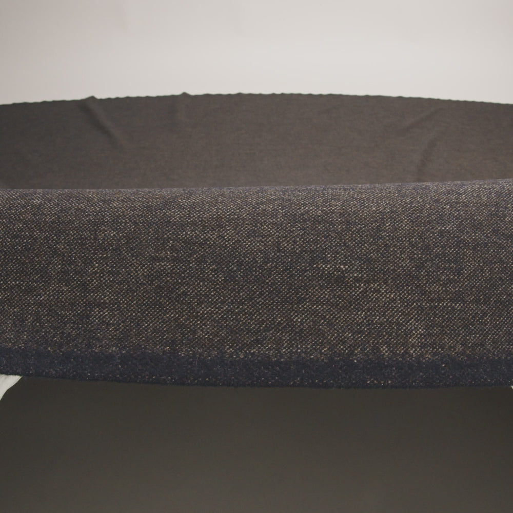 Stretch Wool Blend Flannel Suiting - Navy Blue and Brown Heathered