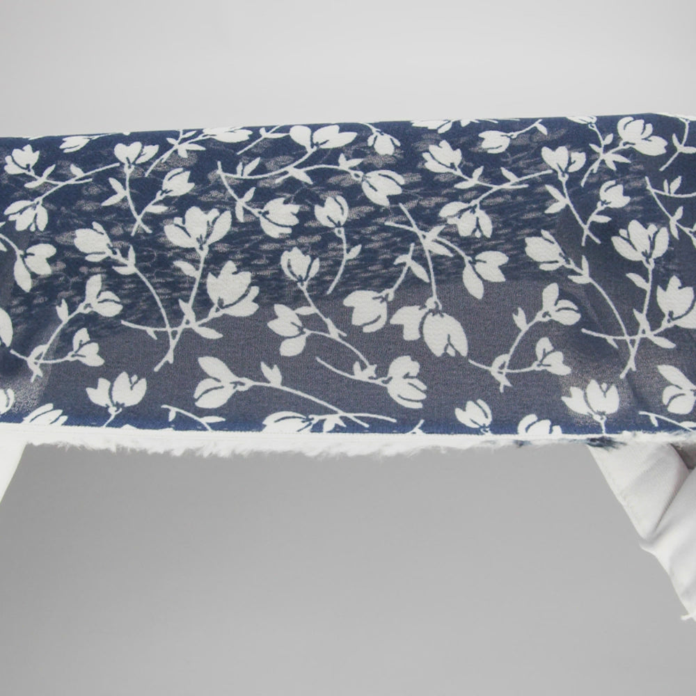 Viscose Georgette Print by The Reformation - Midnight Blue and White Wispy Floral - Deadstock - Image 6 of 6