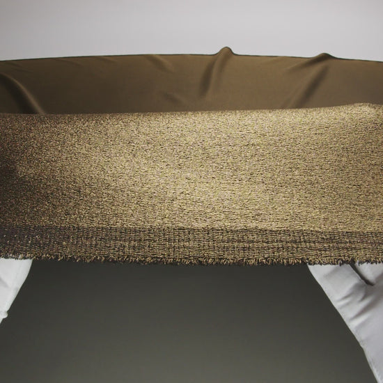 Stretch Polyester Crepe with Gold Foiling - Black - Devyn Collection - Image 6 of 7