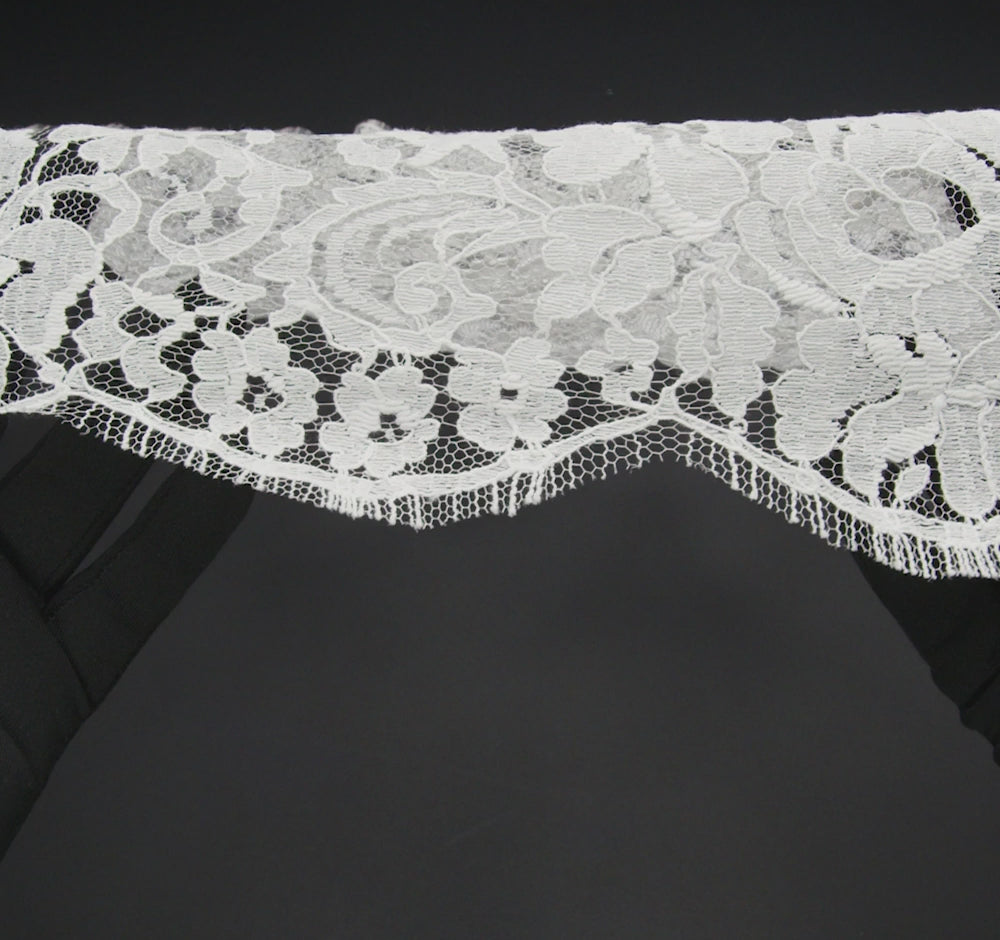 French Cotton Blend Leavers Lace with Finished Scalloped Edges by Sols