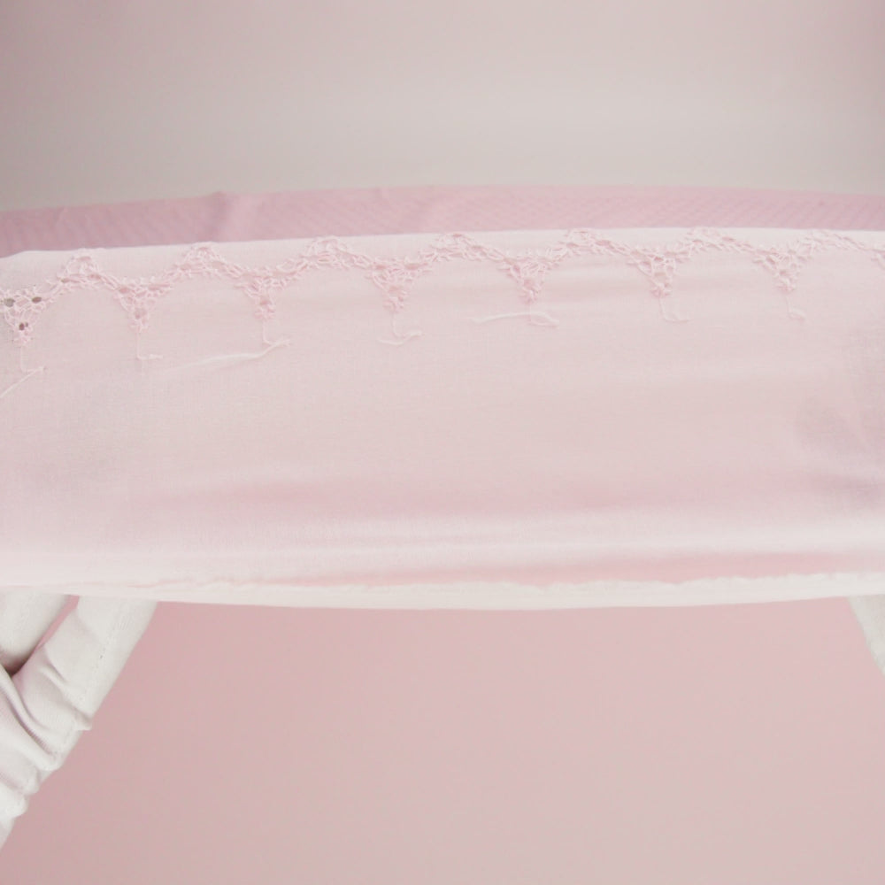 Embroidered Eyelet Cotton Voile - Baby Pink Circles of Circles - Naomi Collection
