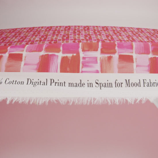 Cotton Voile - Pink Painted Squares - Swatch Me Print - Mood Exclusive Citrus Collection
