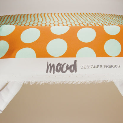 Silk Charmeuse Print 16MM, Made in Italy - Orange and Mint Polka Dot Gradients