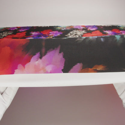 Sustainable and Recycled Viscose Satin Print - Purple, Red and Black Abstract Floral - Mood Exclusive Forest of Colors