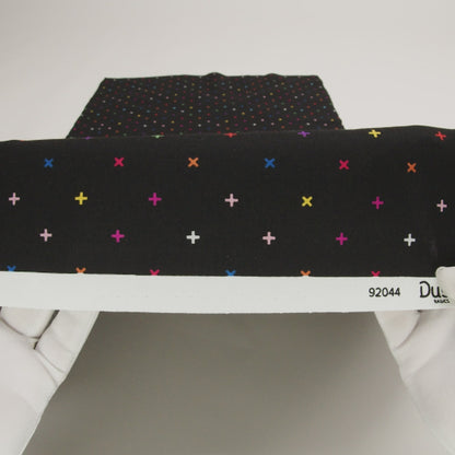 Printed Quilting Cotton by Ghazal Razavi for FIGO Studio - Black and Rainbow Xs - Dusk Collection