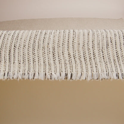 Ivory and Black Broken Stripes Cotton Tweed