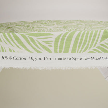 Slubbed Gauzy Cotton Woven - Green and White Leaves - Mood Exclusive Spring Sonnet Print