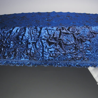 Metallic Cobalt and Navy Floral Luxury Brocade