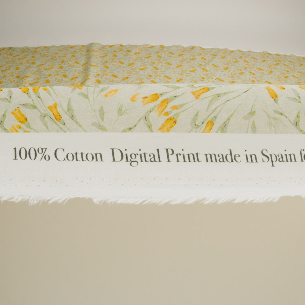 Cotton Voile - Sage and Orange Floral - Dance with the Daffodils Print - Mood Exclusive Secret Garden Collection - Image 6 of 7