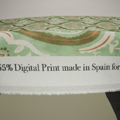 Linen and Rayon Woven - Seafoam, Olive and Burnt Orange Fanciful Palm Ogees - Mood Exclusive Frond Flow Print