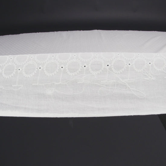 Embroidered Eyelet Cotton Voile - White Circles - Naomi Collection