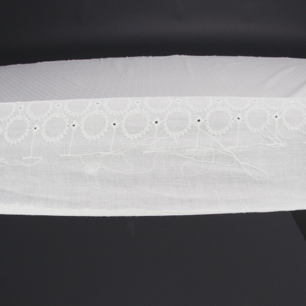 Embroidered Eyelet Cotton Voile - White Circles - Naomi Collection