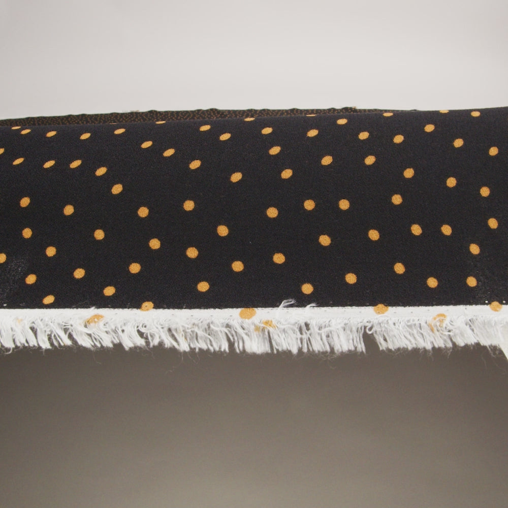 Sustainable Viscose Crepe Print - Soft Pumpkin Orange and Black Polka Dots - Designer Deadstock - Image 6 of 6