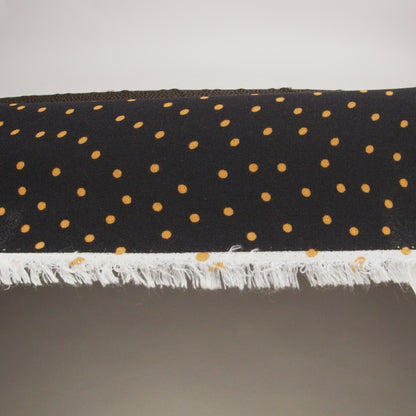 Sustainable Viscose Crepe Print - Soft Pumpkin Orange and Black Polka Dots - Designer Deadstock