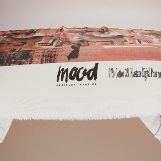 Stretch Cotton Sateen - Pink and Gray Brushstrokes - Brush With Danger Print - Mood Exclusive Rio Collection