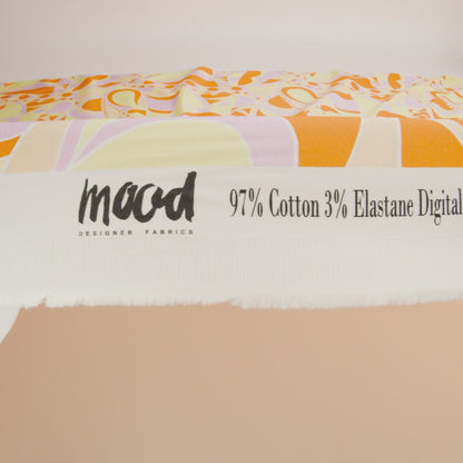Stretch Cotton Sateen - Orange, Green and Purple Abstract - All Summer Long Print - Mood Exclusive Groove Collection