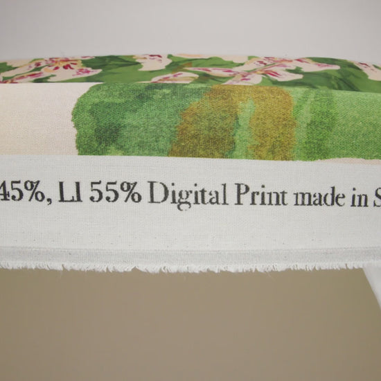 Linen and Rayon Woven - Green, Cream and Magenta Painterly Lilies - Mood Exclusive Petal Poesy Print - Image 6 of 6