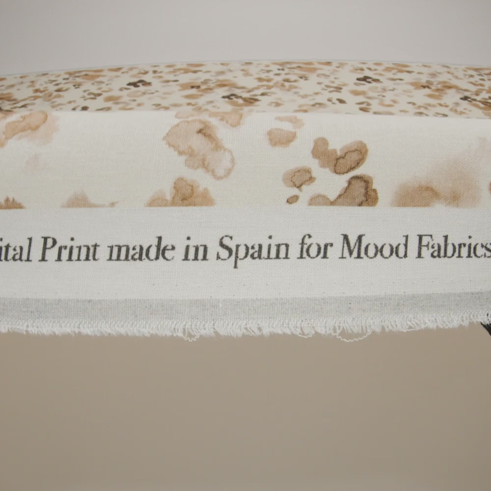 Linen and Rayon Woven - Beige, Brown and Cream Painterly Animal Spots - Mood Exclusive Dappled Desert Print