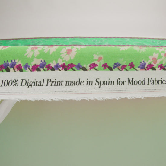Viscose Crepe Print - Green, Turquoise and Purple Floral and Paisley Stripes - Mood Exclusive April in Patterns - Image 6 of 6