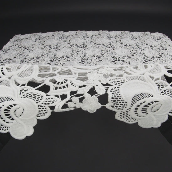 Embroidered Guipure Lace - White Floral