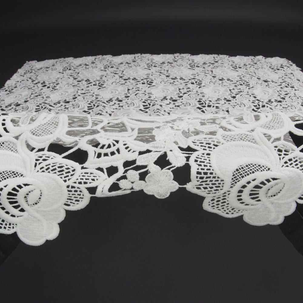 Embroidered Guipure Lace - White Floral
