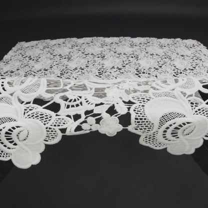 Embroidered Guipure Lace - White Floral