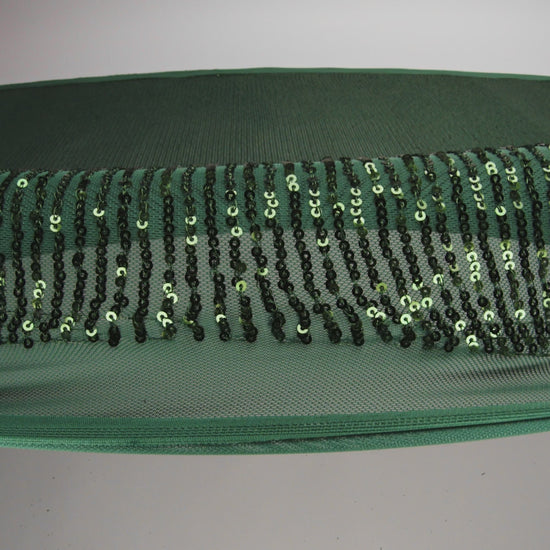 Recycled Polyester Circle Sequin Stripes on Stretch Mesh - Green - Transcendent Collection