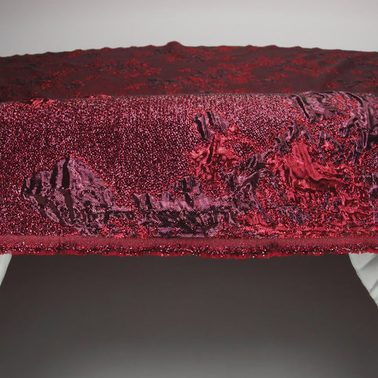 Metallic Scarlet and Burgundy Floral Luxury Brocade