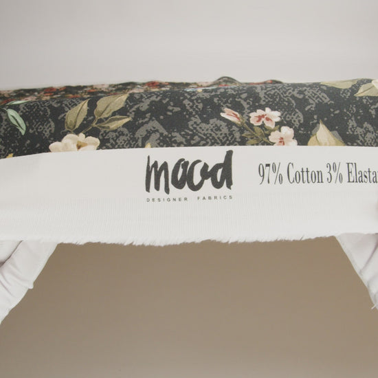 Mood Exclusive Charcoal Garden of Eden Stretch Cotton Sateen