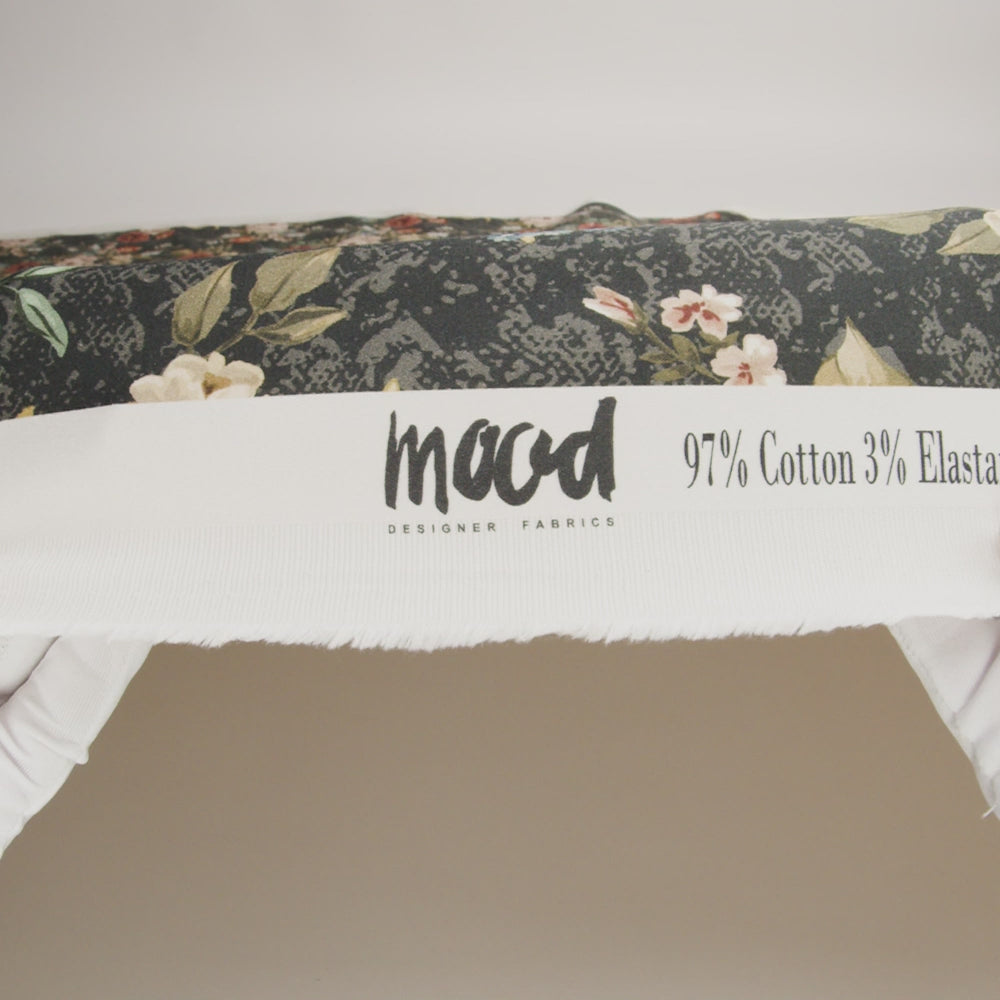 Mood Exclusive Charcoal Garden of Eden Stretch Cotton Sateen