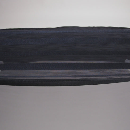 Famous Australian Designer French Navy Crinkled Silk Chiffon with Twill Stripes