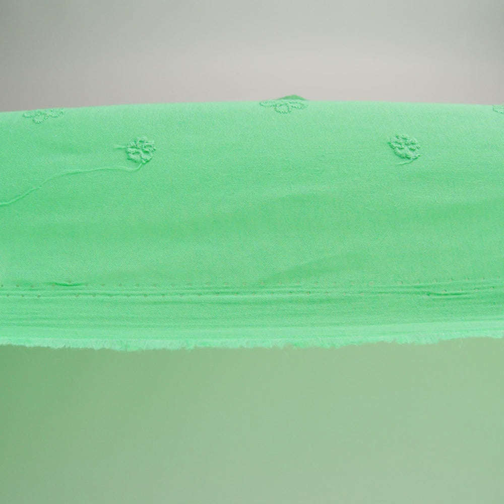 Embroidered Eyelet Cotton Voile - Ming Green Floating Flowers - Naomi Collection