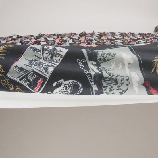 Stretch Econyl Nylon Jersey Print by The Reformation - Love Red, Jade Green and Black Postcard Illustration - Deadstock - Image 6 of 6