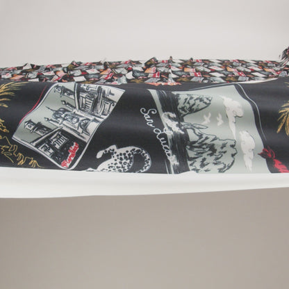 Stretch Econyl Nylon Jersey Print by The Reformation - Love Red, Jade Green and Black Postcard Illustration - Deadstock