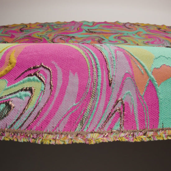 Rose Gold, Coral and Seafoam Marbled Metallic Luxury Brocade