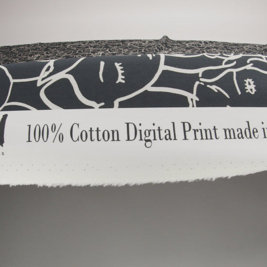 Cotton Poplin - Charcoal Linework Faces - Un dia en Andorra Print - Mood Exclusive Felipe Collection