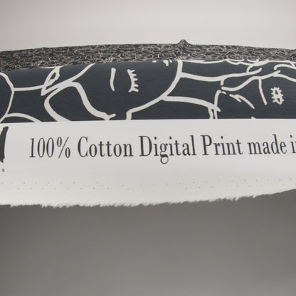 Cotton Poplin - Charcoal Linework Faces - Un dia en Andorra Print - Mood Exclusive Felipe Collection