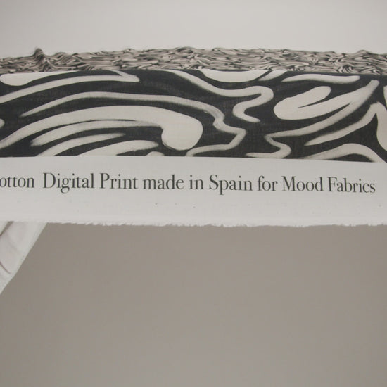 Cotton Voile - Black and White Abstract Lines - Gallery Tour Print - Mood Exclusive Metro Collection