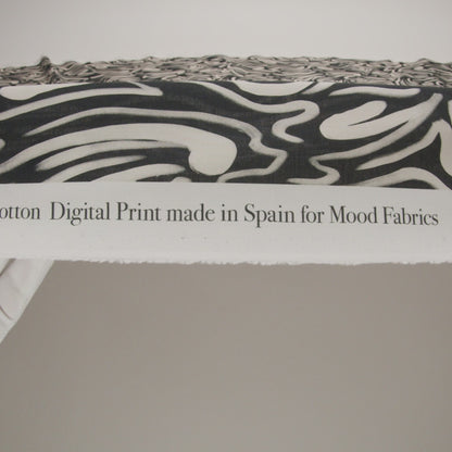 Cotton Voile - Black and White Abstract Lines - Gallery Tour Print - Mood Exclusive Metro Collection
