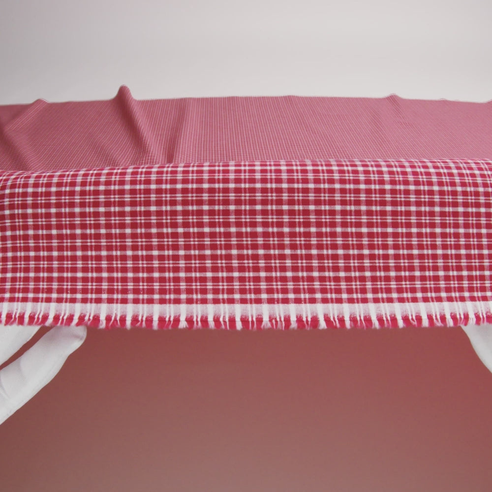 Pima Cotton Shirting - Red and White Plaid - Image 6 of 6