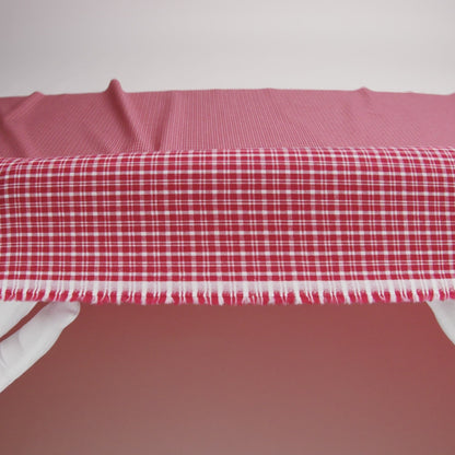 Pima Cotton Shirting - Red and White Plaid