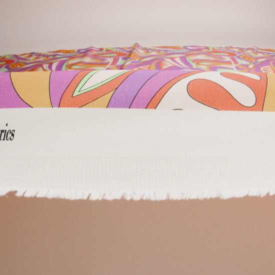 Stretch Cotton Sateen - Purple, Pink and Orange Paisley and Abstract - Surf City Psychedelia Print - Mood Exclusive Groove Collection - Image 6 of 7