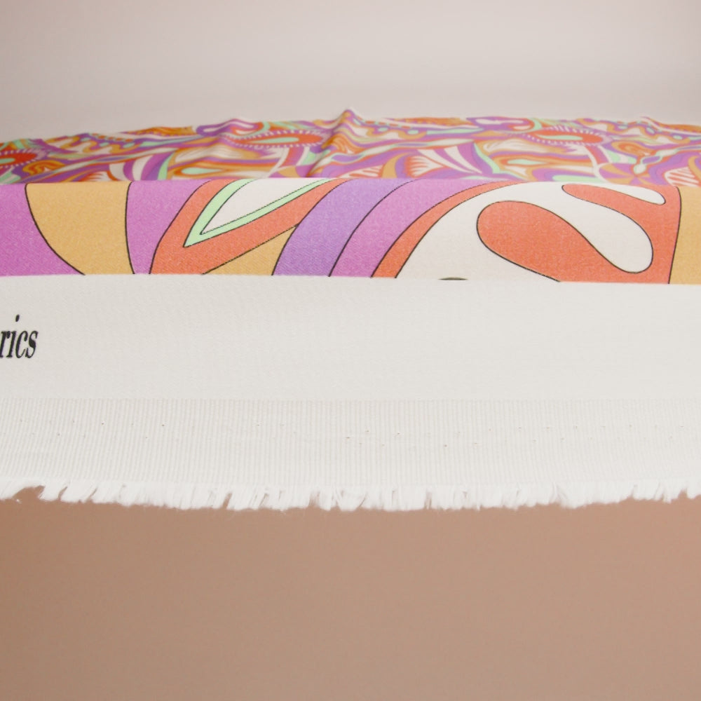 Stretch Cotton Sateen - Purple, Pink and Orange Paisley and Abstract - Surf City Psychedelia Print - Mood Exclusive Groove Collection - Image 6 of 7