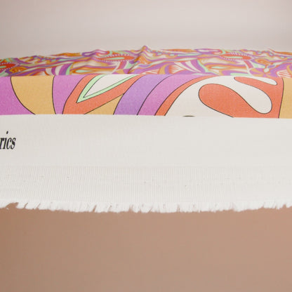Stretch Cotton Sateen - Purple, Pink and Orange Paisley and Abstract - Surf City Psychedelia Print - Mood Exclusive Groove Collection