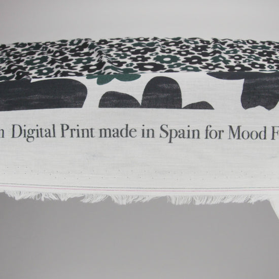 Crinkled Cotton Gauzy Woven - Navy Blue, Black and White Retro Florals - Mood Exclusive Boogie & Bloom Print