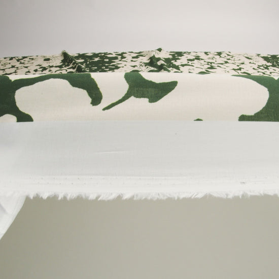 Cotton Voile - Hunter Green and Cream Big Floral - Rorschach Rosettes Print - Mood Exclusive Acadia Collection