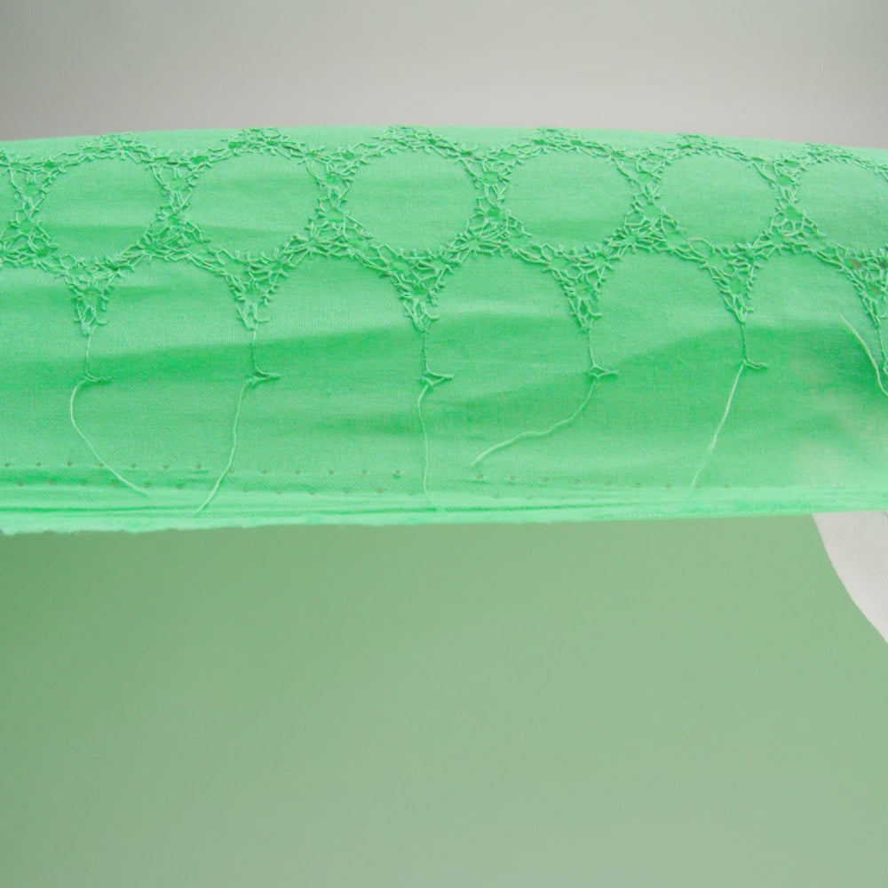 Embroidered Eyelet Cotton Voile - Ming Green Circles of Circles - Naomi Collection