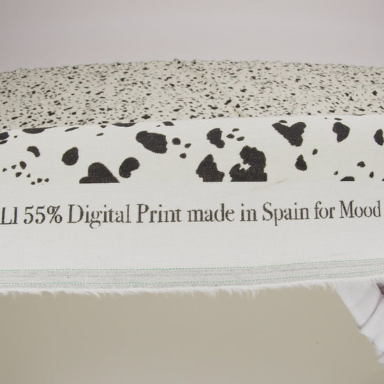 Linen and Rayon Woven - Black and White Dalmatian Spots - Fire Dogs Print - Mood Exclusive Metro Collection