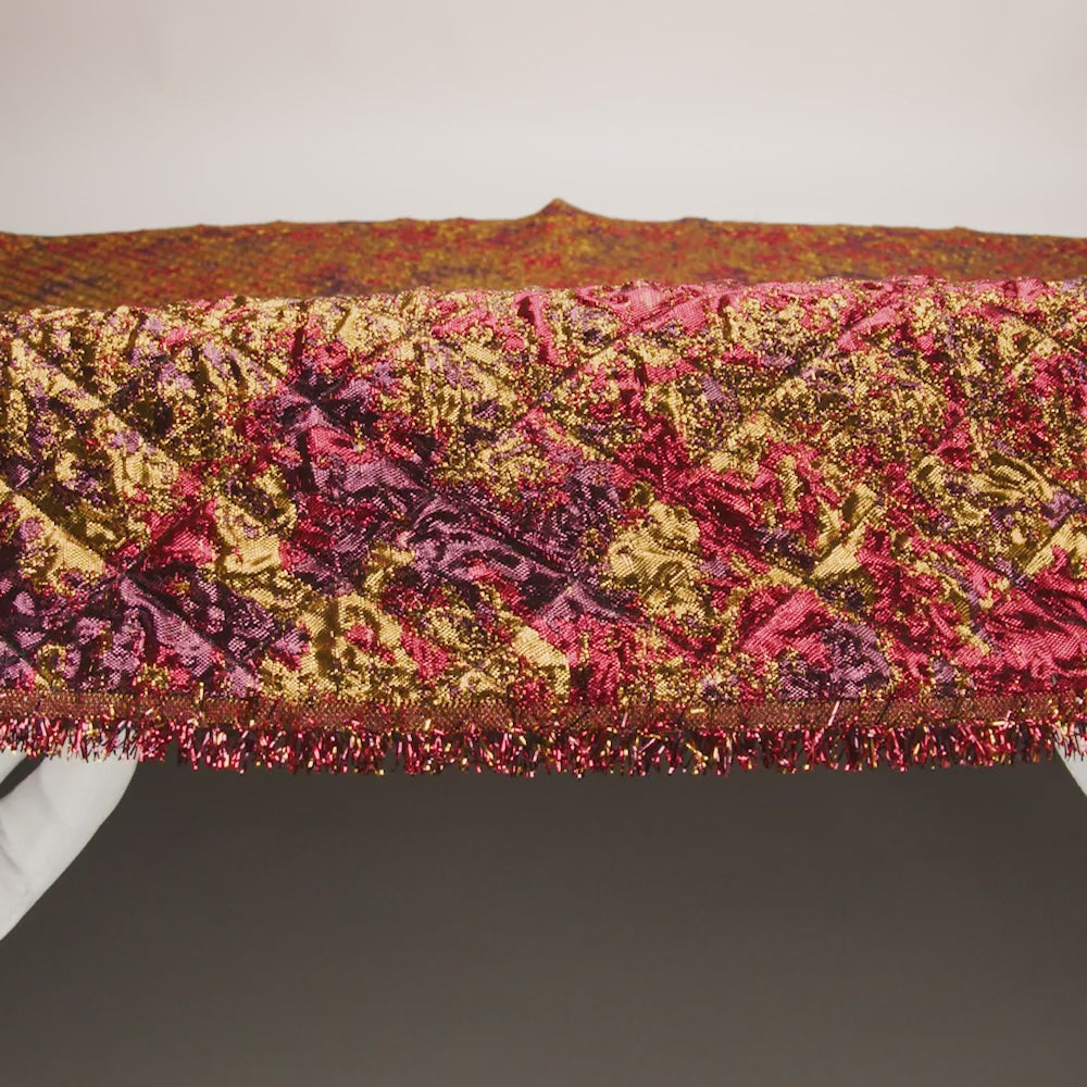 Metallic Red, Gold and Burgundy Diamond Quilted Luxury Brocade - Image 6 of 6